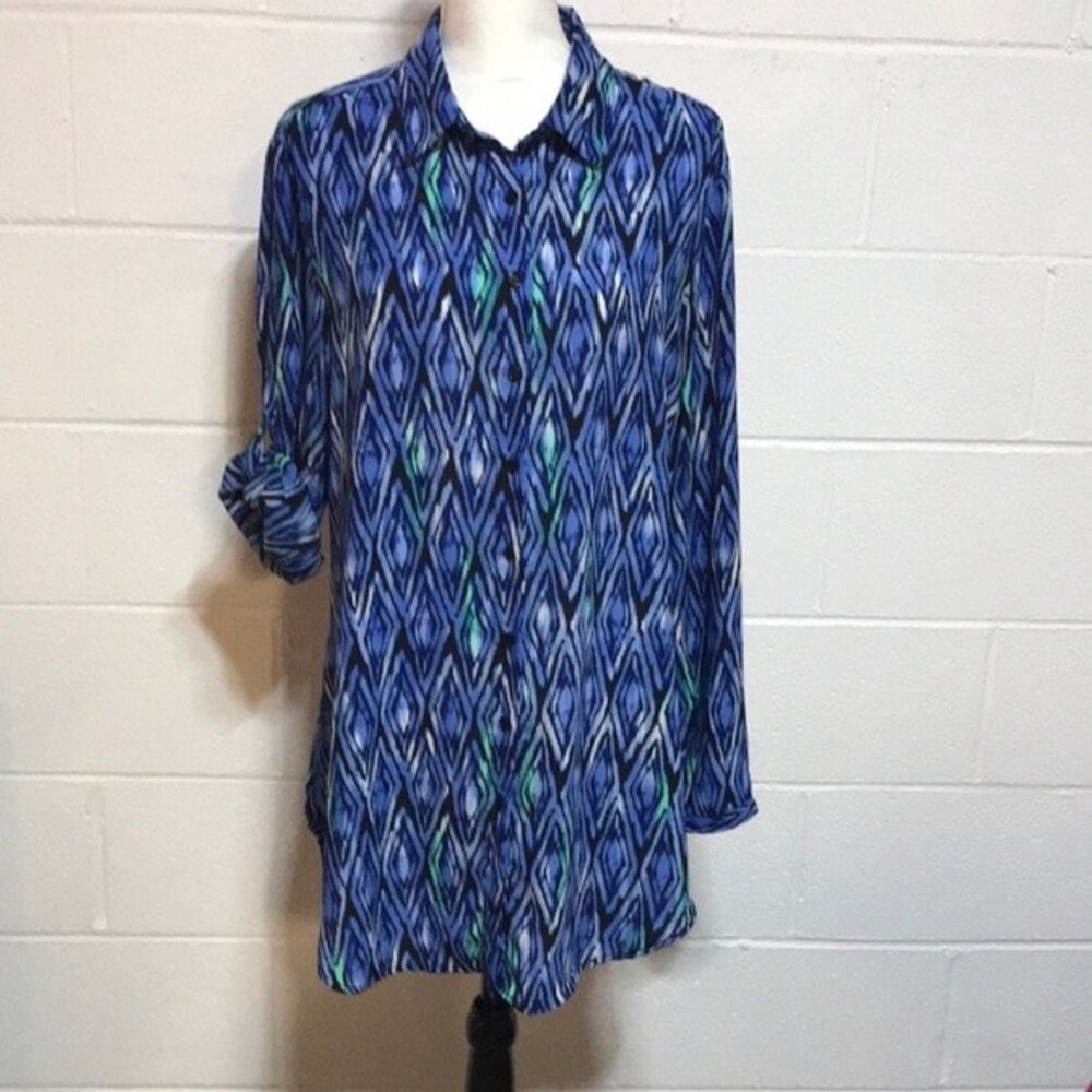 Blue Design Blouse Med.